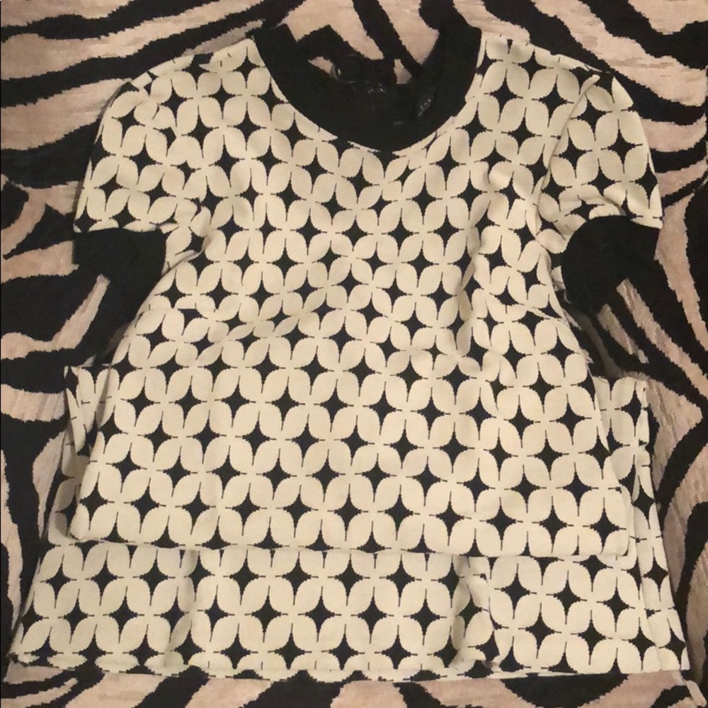 Zara black and off white diamond mini dress